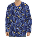 Blue Hawaiian Tropical Pattern Print Long Sleeve Baseball Jersey