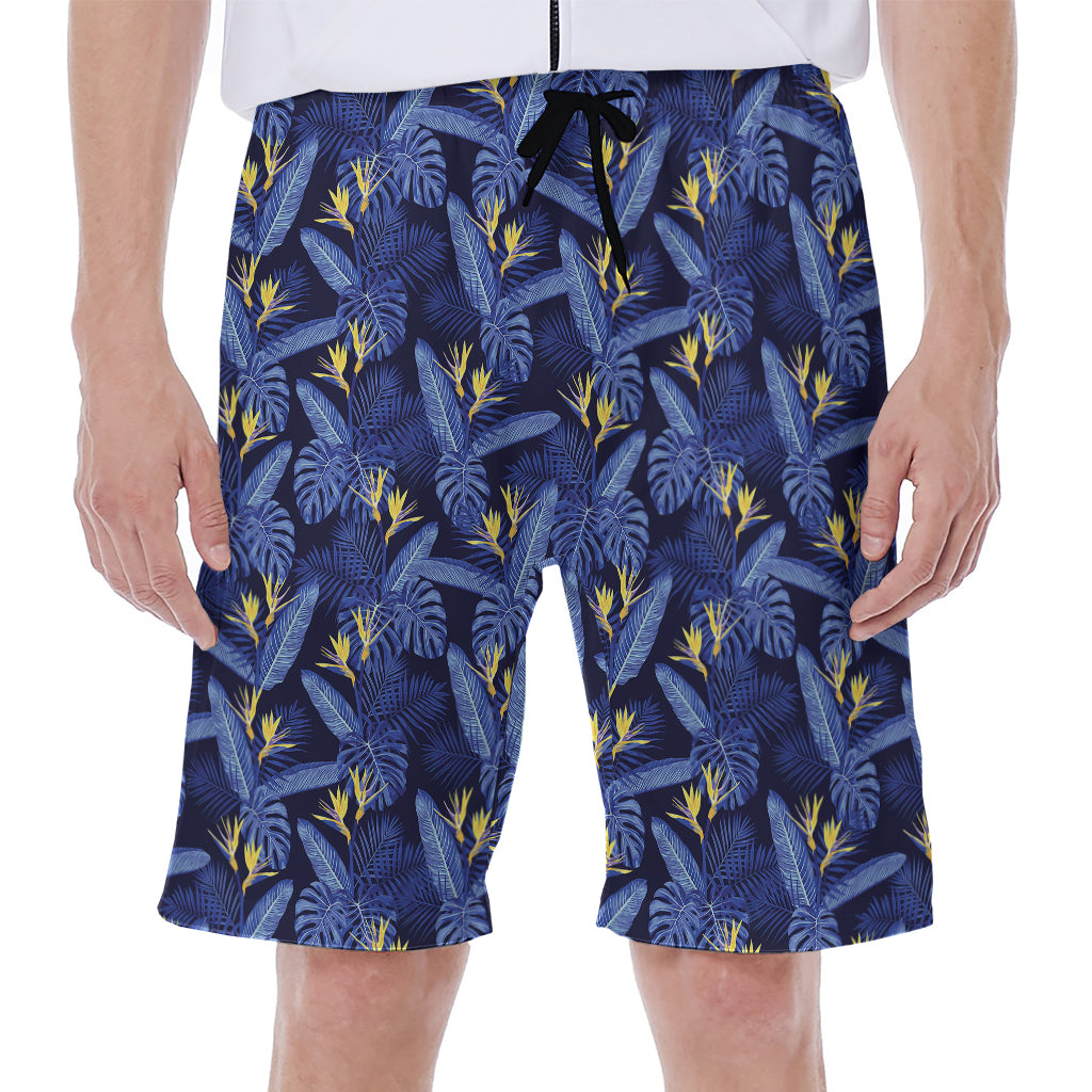 Blue Hawaiian Tropical Pattern Print Men's Beach Shorts