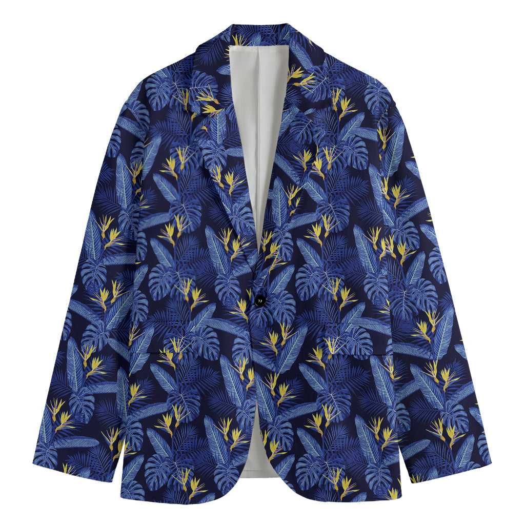 Blue Hawaiian Tropical Pattern Print Men's Blazer