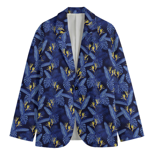 Blue Hawaiian Tropical Pattern Print Men's Blazer