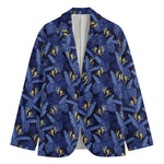 Blue Hawaiian Tropical Pattern Print Men's Cotton Blazer