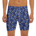 Blue Hawaiian Tropical Pattern Print Men's Long Boxer Briefs