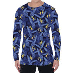 Blue Hawaiian Tropical Pattern Print Men's Long Sleeve T-Shirt