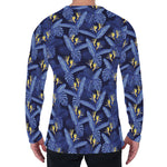 Blue Hawaiian Tropical Pattern Print Men's Long Sleeve T-Shirt