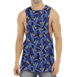 Blue Hawaiian Tropical Pattern Print Men's Muscle Tank Top