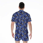 Blue Hawaiian Tropical Pattern Print Men's Rompers