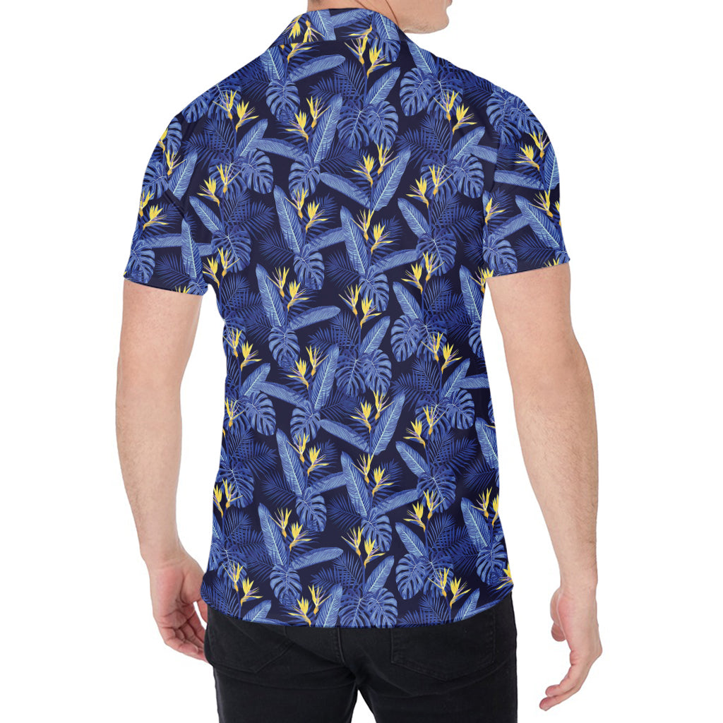Blue Hawaiian Tropical Pattern Print Men's Shirt