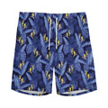 Blue Hawaiian Tropical Pattern Print Men's Athletic Shorts