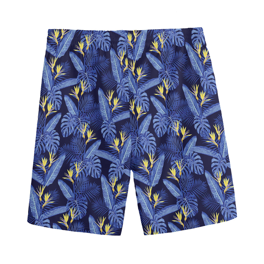 Blue Hawaiian Tropical Pattern Print Men's Sports Shorts