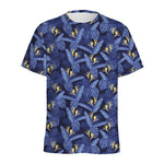 Blue Hawaiian Tropical Pattern Print Men's Sports T-Shirt