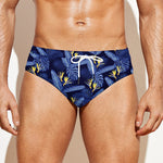 Blue Hawaiian Tropical Pattern Print Men's Swim Briefs