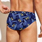 Blue Hawaiian Tropical Pattern Print Men's Swim Briefs