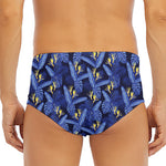 Blue Hawaiian Tropical Pattern Print Men's Triangle Swim Briefs