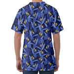 Blue Hawaiian Tropical Pattern Print Men's Velvet T-Shirt