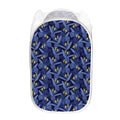 Blue Hawaiian Tropical Pattern Print Mesh Laundry Hamper