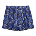 Blue Hawaiian Tropical Pattern Print Mesh Shorts