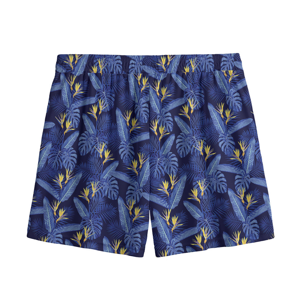 Blue Hawaiian Tropical Pattern Print Mesh Shorts