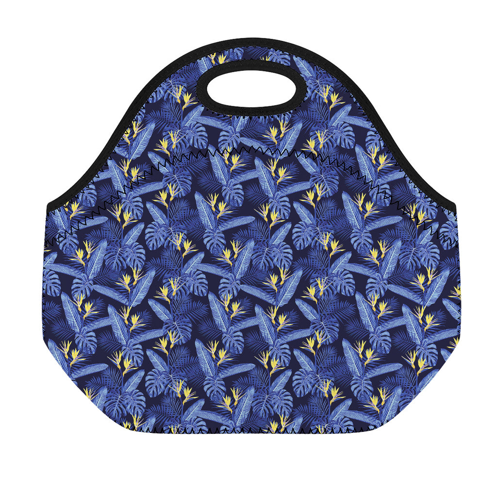 Blue Hawaiian Tropical Pattern Print Neoprene Lunch Bag