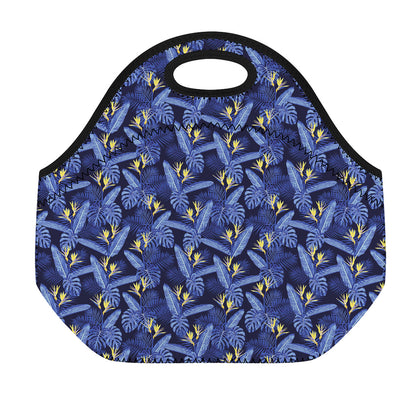 Blue Hawaiian Tropical Pattern Print Neoprene Lunch Bag
