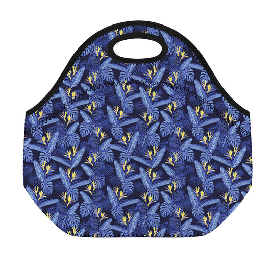 Blue Hawaiian Tropical Pattern Print Neoprene Lunch Bag