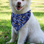 Blue Hawaiian Tropical Pattern Print Over The Collar Dog Bandana