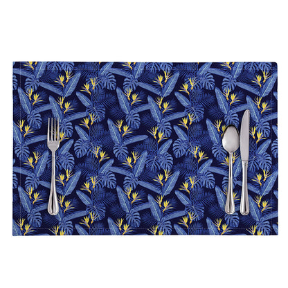 Blue Hawaiian Tropical Pattern Print Placemat