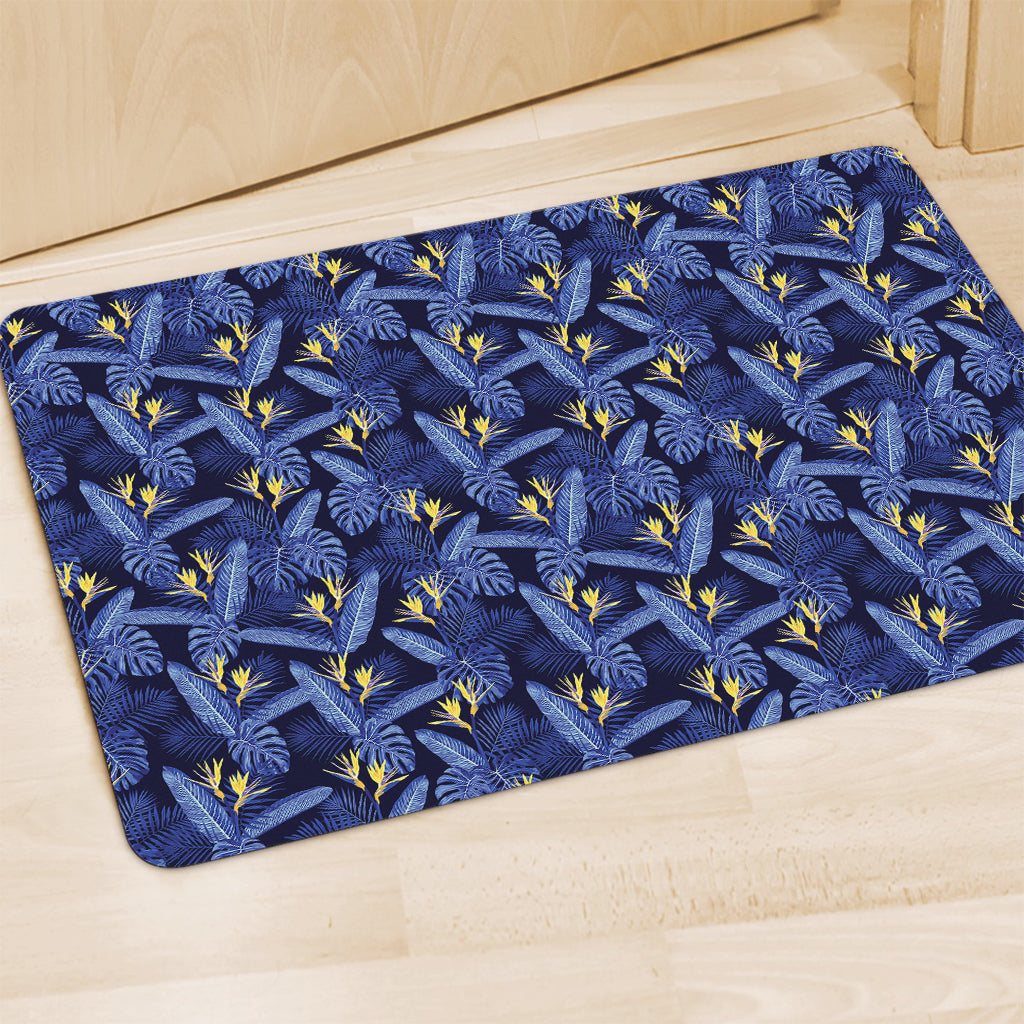 Blue Hawaiian Tropical Pattern Print Polyester Doormat