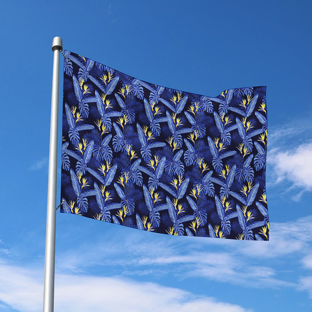 Blue Hawaiian Tropical Pattern Print Polyester Flag
