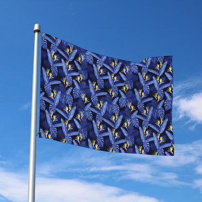 Blue Hawaiian Tropical Pattern Print Polyester Flag