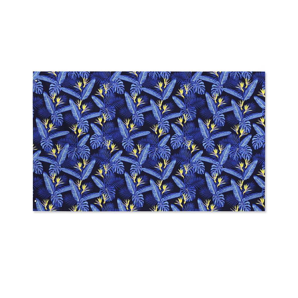 Blue Hawaiian Tropical Pattern Print Polyester Flag