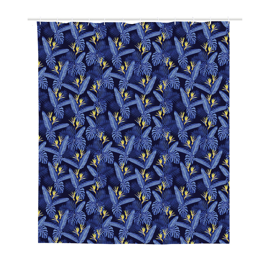 Blue Hawaiian Tropical Pattern Print Polyester Shower Curtain