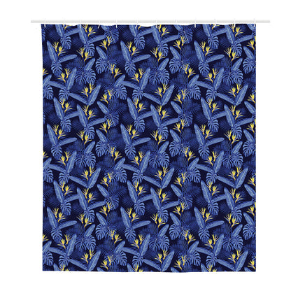 Blue Hawaiian Tropical Pattern Print Polyester Shower Curtain