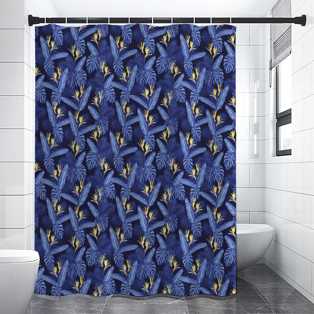 Blue Hawaiian Tropical Pattern Print Premium Shower Curtain