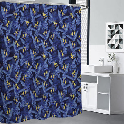 Blue Hawaiian Tropical Pattern Print Premium Shower Curtain