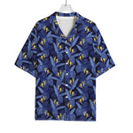 Blue Hawaiian Tropical Pattern Print Rayon Hawaiian Shirt