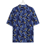 Blue Hawaiian Tropical Pattern Print Rayon Hawaiian Shirt