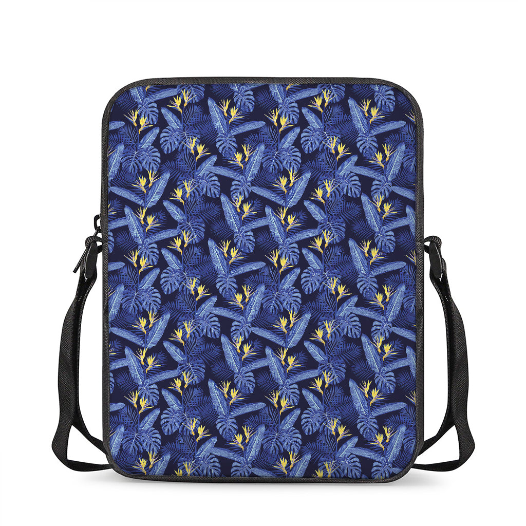 Blue Hawaiian Tropical Pattern Print Rectangular Crossbody Bag