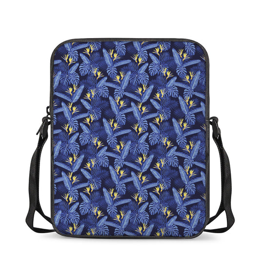 Blue Hawaiian Tropical Pattern Print Rectangular Crossbody Bag