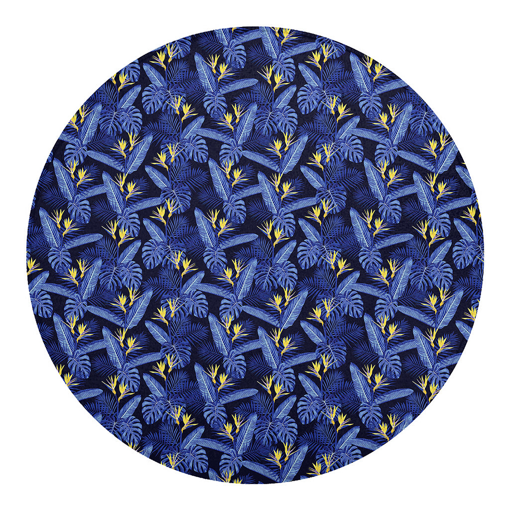 Blue Hawaiian Tropical Pattern Print Round Blanket