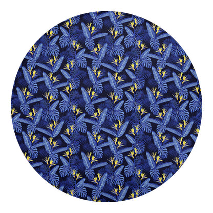 Blue Hawaiian Tropical Pattern Print Round Blanket