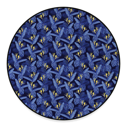 Blue Hawaiian Tropical Pattern Print Round Floor Mat