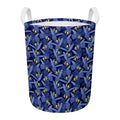 Blue Hawaiian Tropical Pattern Print Round Laundry Basket