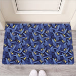 Blue Hawaiian Tropical Pattern Print Rubber Doormat