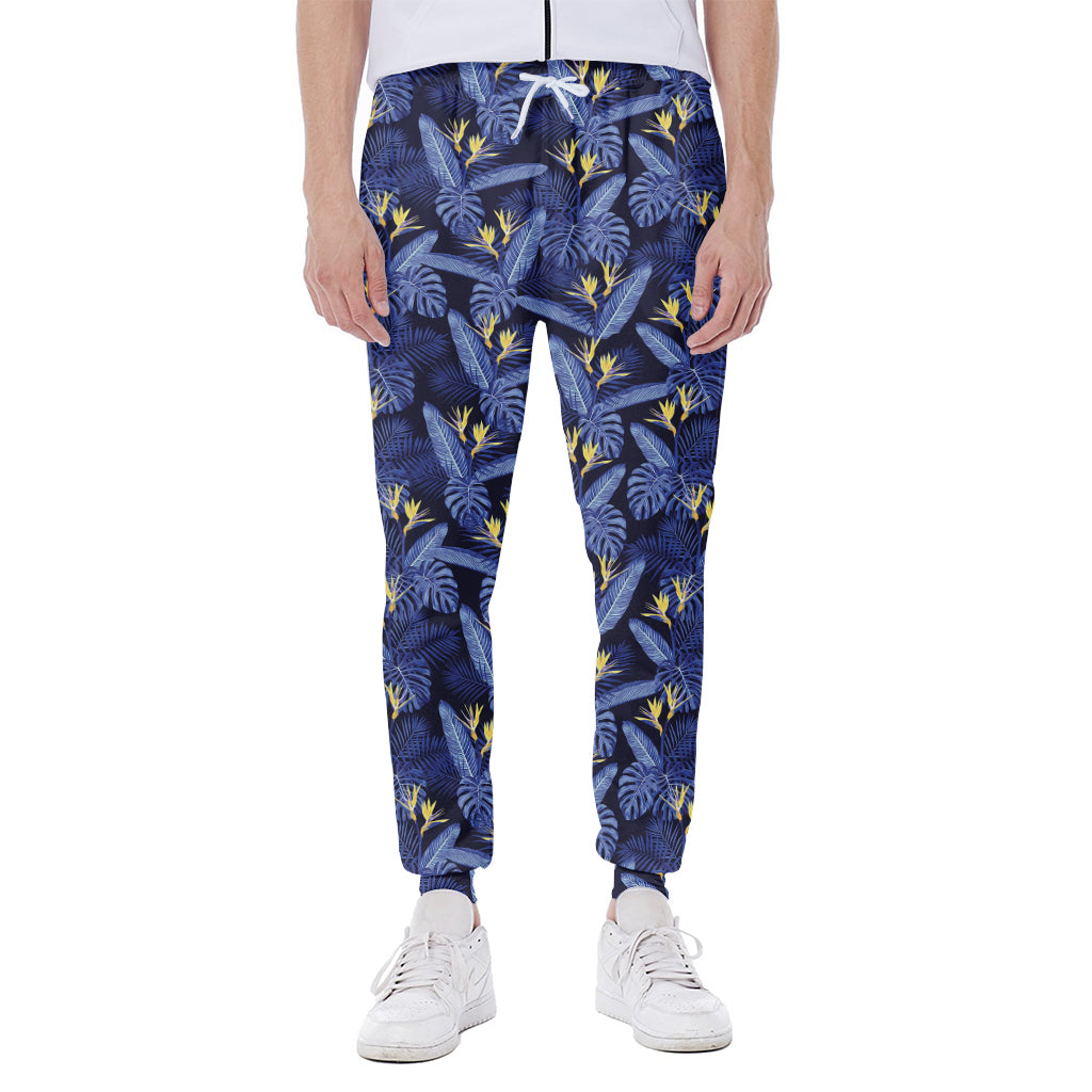Blue Hawaiian Tropical Pattern Print Scuba Joggers