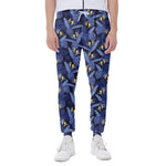 Blue Hawaiian Tropical Pattern Print Scuba Joggers