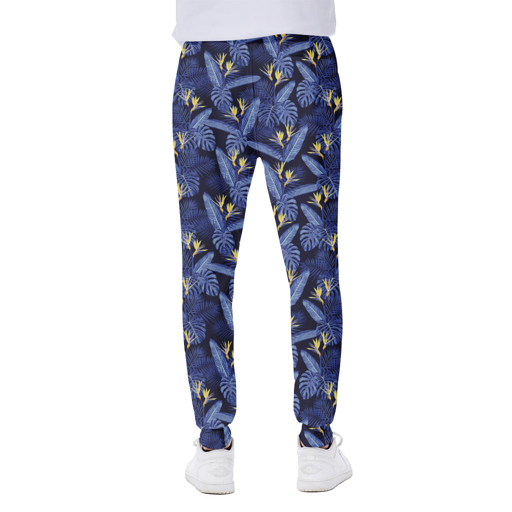 Blue Hawaiian Tropical Pattern Print Scuba Joggers