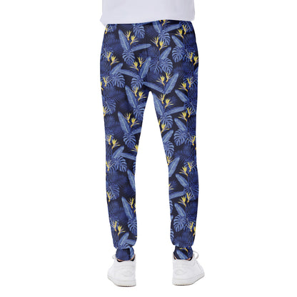 Blue Hawaiian Tropical Pattern Print Scuba Joggers