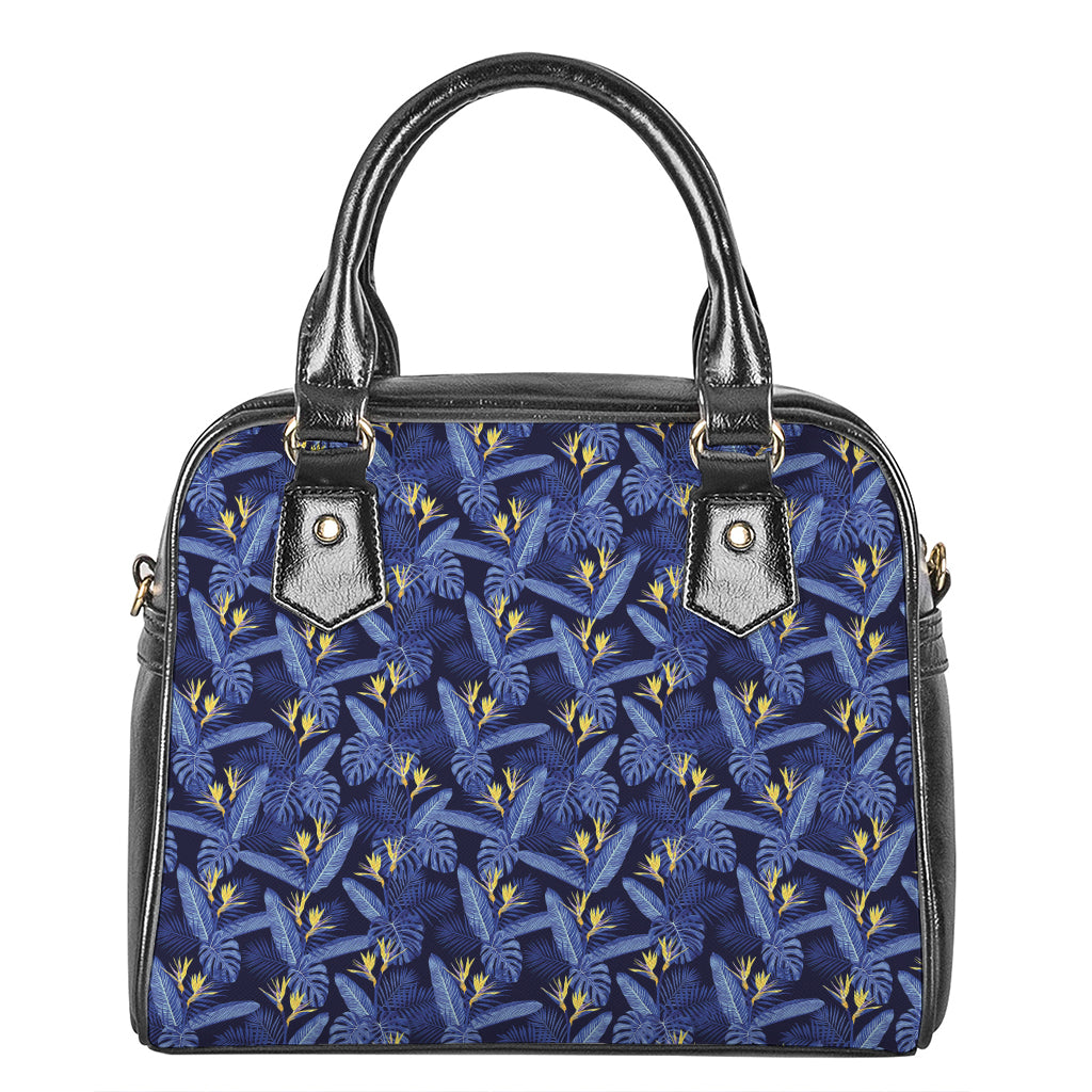 Blue Hawaiian Tropical Pattern Print Shoulder Handbag