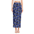 Blue Hawaiian Tropical Pattern Print Side Slit Maxi Skirt