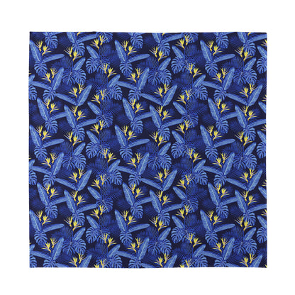 Blue Hawaiian Tropical Pattern Print Silk Bandana